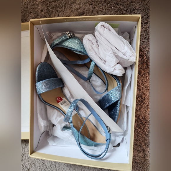 Micheal Kors Women's Astrid Colorblock Glitter Ankle-Strap Sandals - Blue - Picture 15 of 17